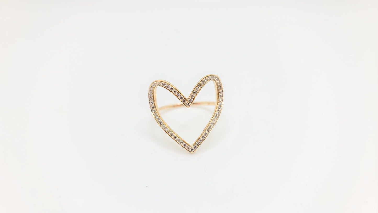 Open Heart Diamond Ring