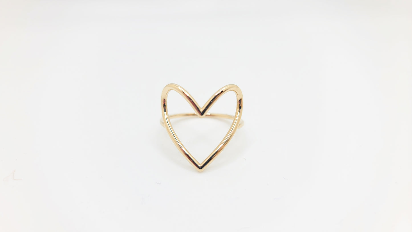 Open Heart Solid Gold RIng