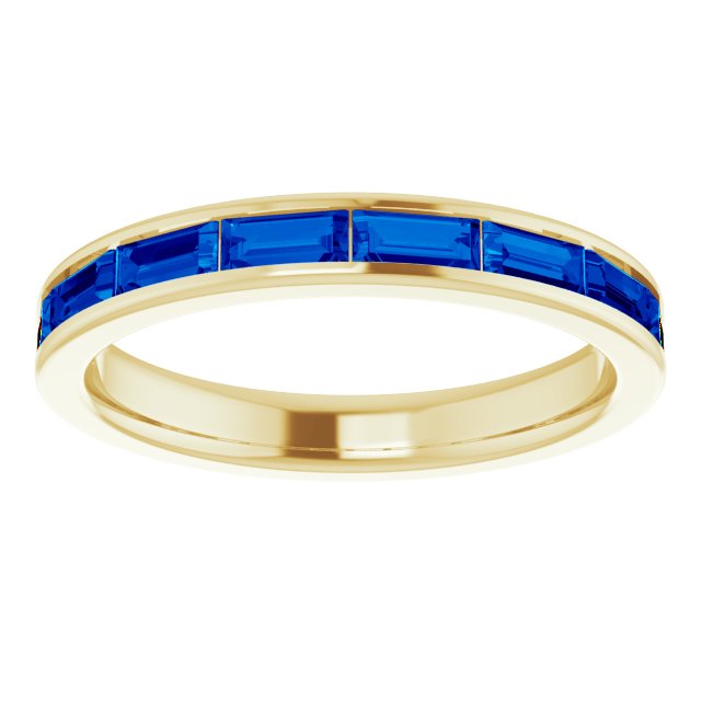 14K Yellow Natural Blue Sapphire Baguette Ring