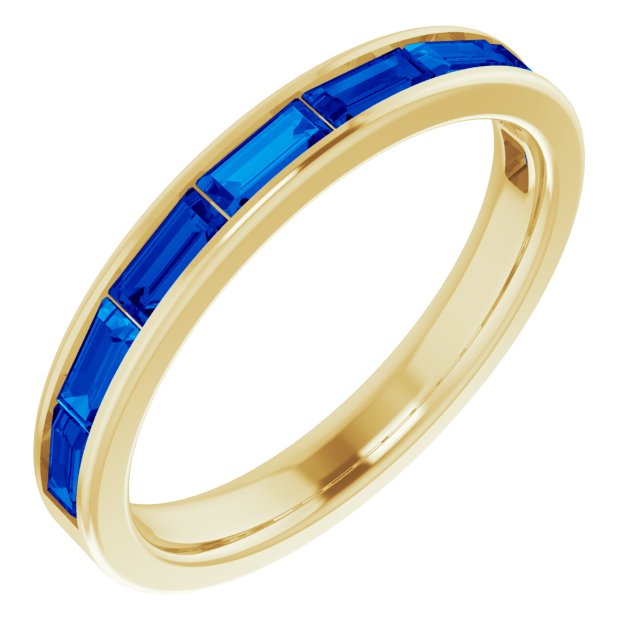 14K Yellow Natural Blue Sapphire Baguette Ring
