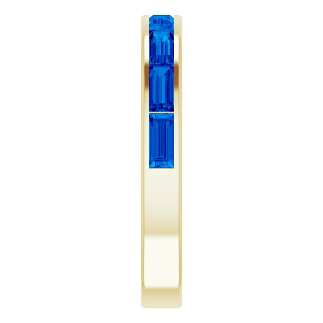 14K Yellow Natural Blue Sapphire Baguette Ring