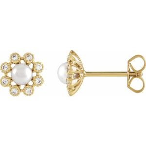 Diamond Pearl Studs