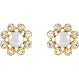 Diamond Pearl Studs