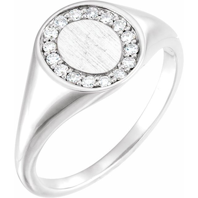 Halo Diamond Signet Ring