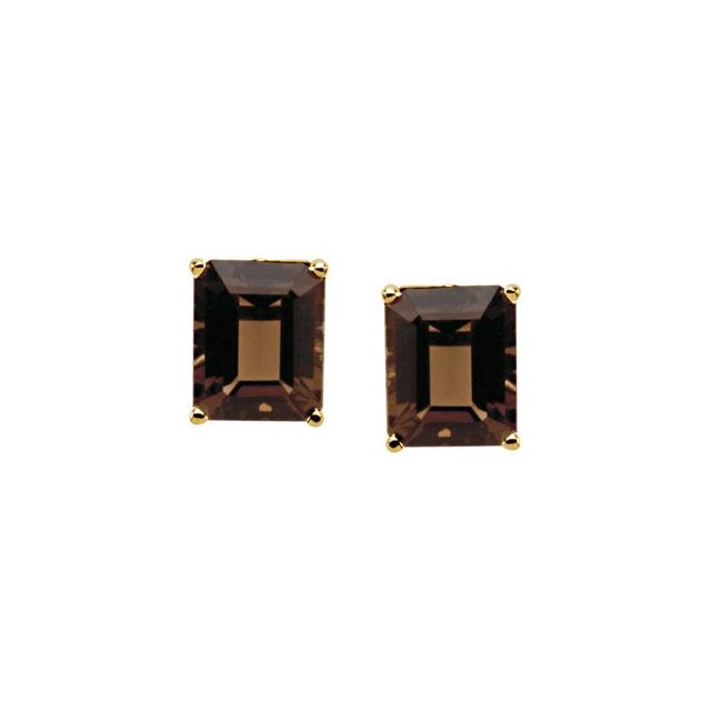 14K Natural Smoky Quartz Earrings