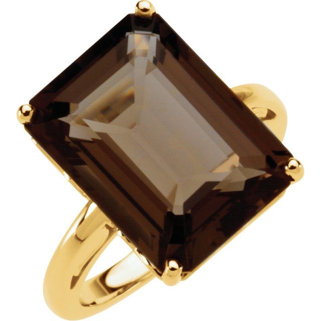 14K Natural Smoky Quarts Scroll Ring