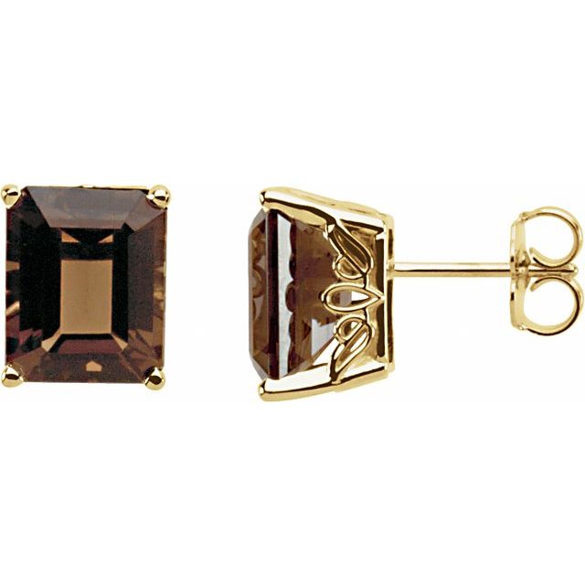 14K Natural Smoky Quartz Earrings