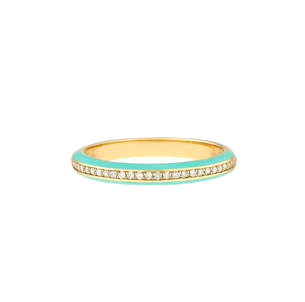 1/8 ct Diamond Band with Turquoise Enamel Sides