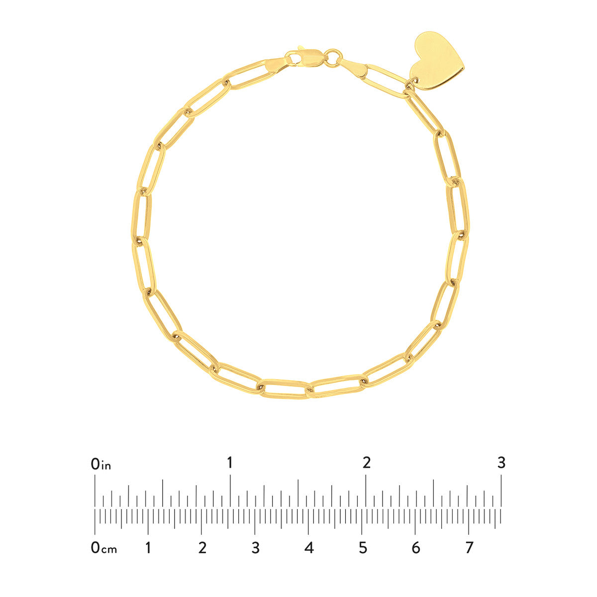 14K Yellow Gold Paper Clip Heart Bracelet