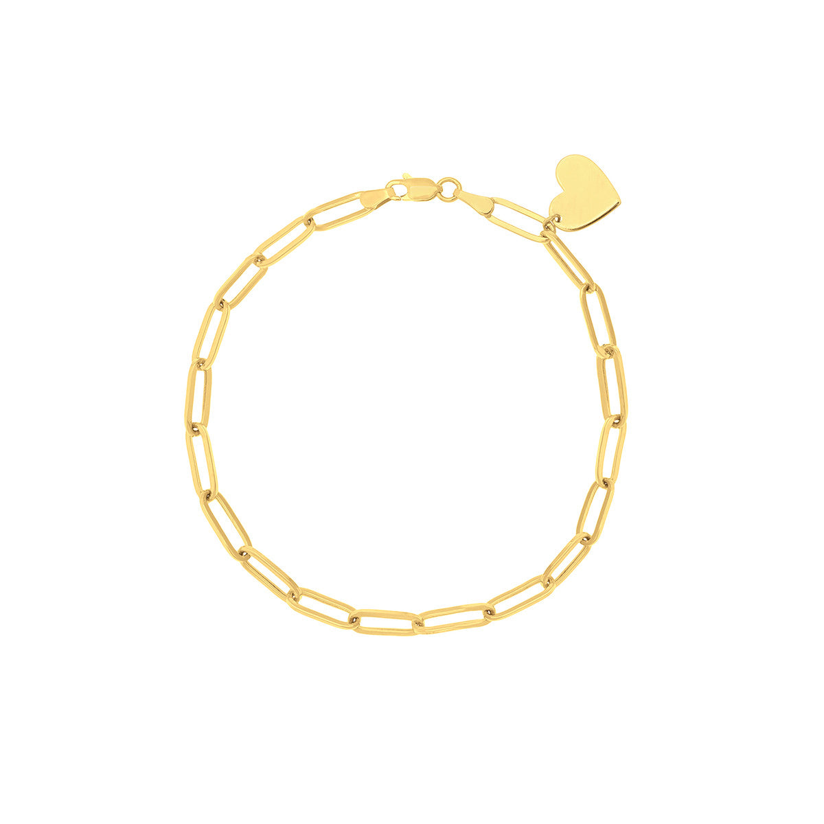 14K Yellow Gold Paper Clip Heart Bracelet