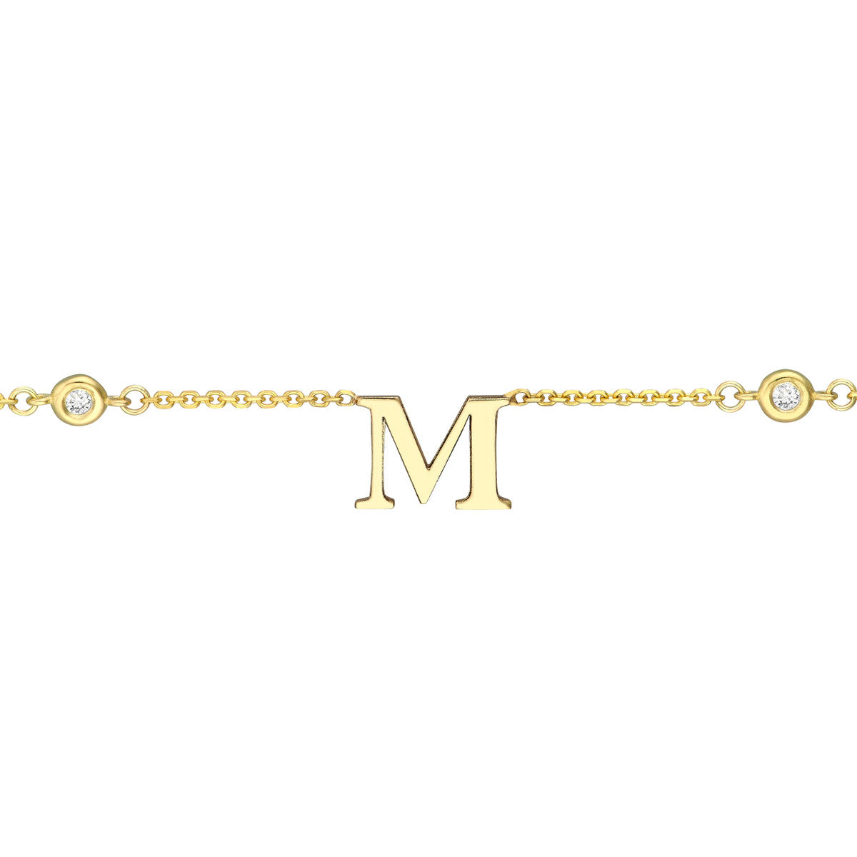 Initial and Diamond Bezel Necklace