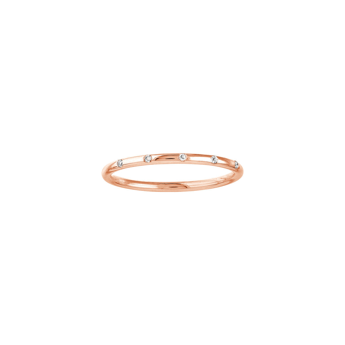 Diamond Station Thin Band Ring