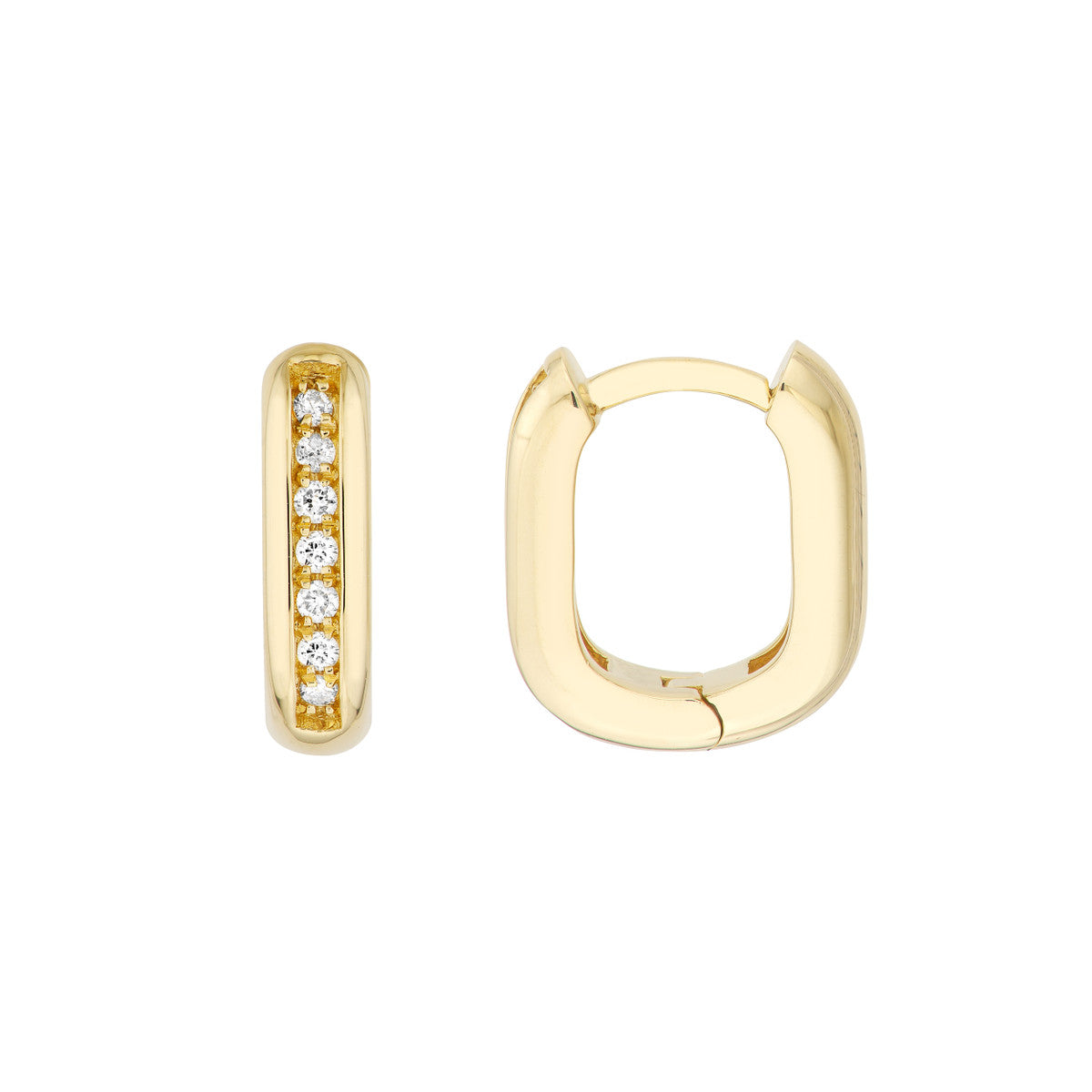 14K U Shaped Diamond Hoops