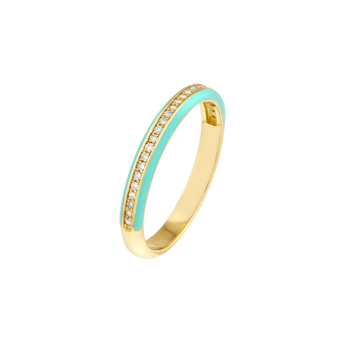 1/8 ct Diamond Band with Turquoise Enamel Sides