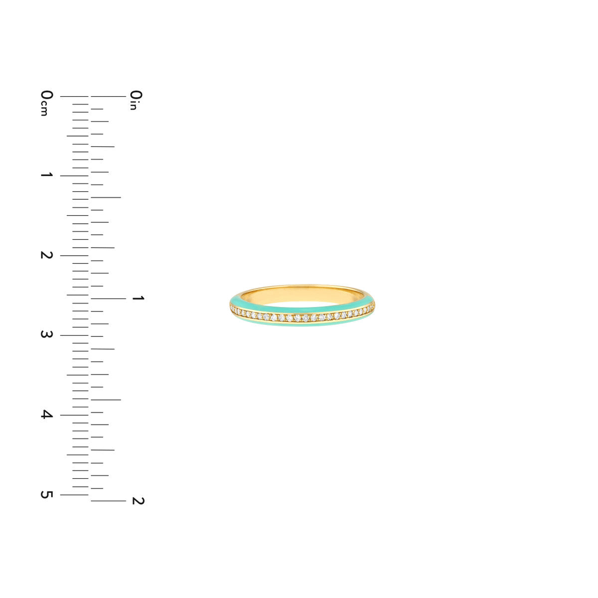 1/8 ct Diamond Band with Turquoise Enamel Sides