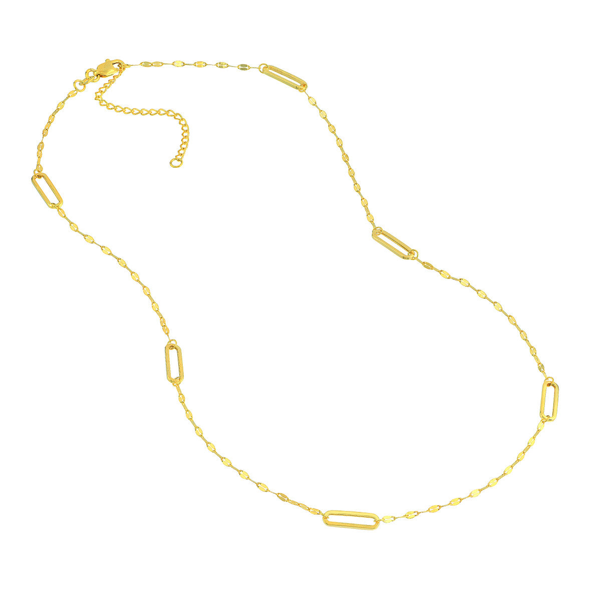 14K Paper Clip on Hammered Chain Necklace